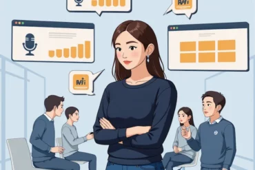 AI 會議記錄工具比較插圖，象徵 Fireflies、Otter、Fathom 的自動轉錄與摘要功能