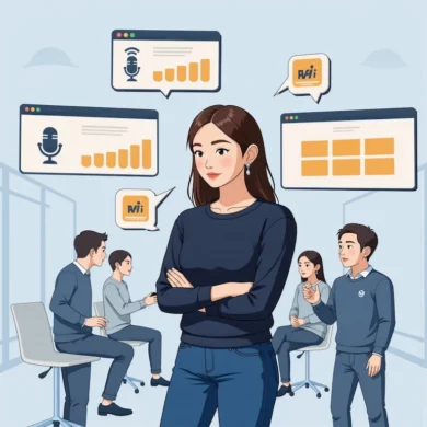 AI 會議記錄工具比較插圖，象徵 Fireflies、Otter、Fathom 的自動轉錄與摘要功能