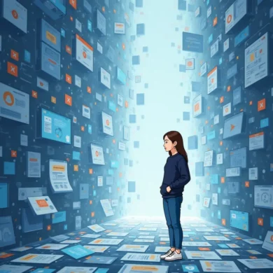 SEO 資訊迷霧與 AEO 答案清晰對比的意境圖，用分界與光感傳達內容轉場