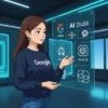 Google AI Studio 介面展示，強調初學者無痛上手與 Gemini AI 應用