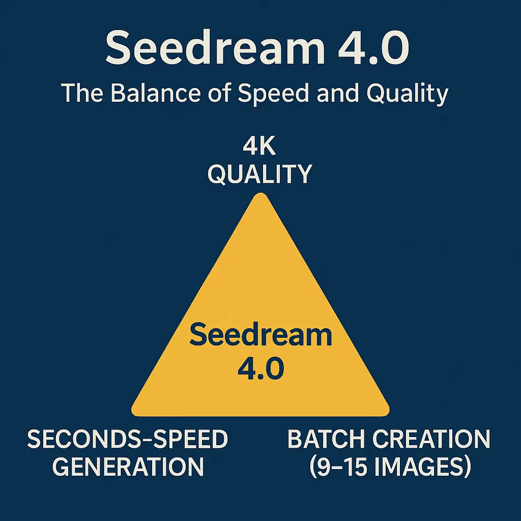 Seedream 4.0 效率三角：4K 畫質、秒級出圖、批量生成