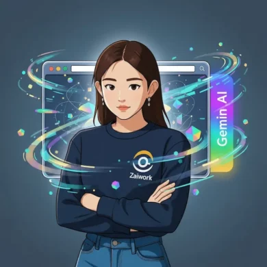 Z 與 Gemini in Chrome 互動的封面敘事插圖，象徵 Chrome AI 助理改變瀏覽方式