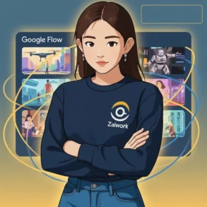 Google Veo 3.1 ,展示創作者使用 Flow 平台生成 AI 影片的場景。