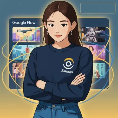 Google Veo 3.1 ，展示創作者使用 Flow 平台生成 AI 影片的場景。