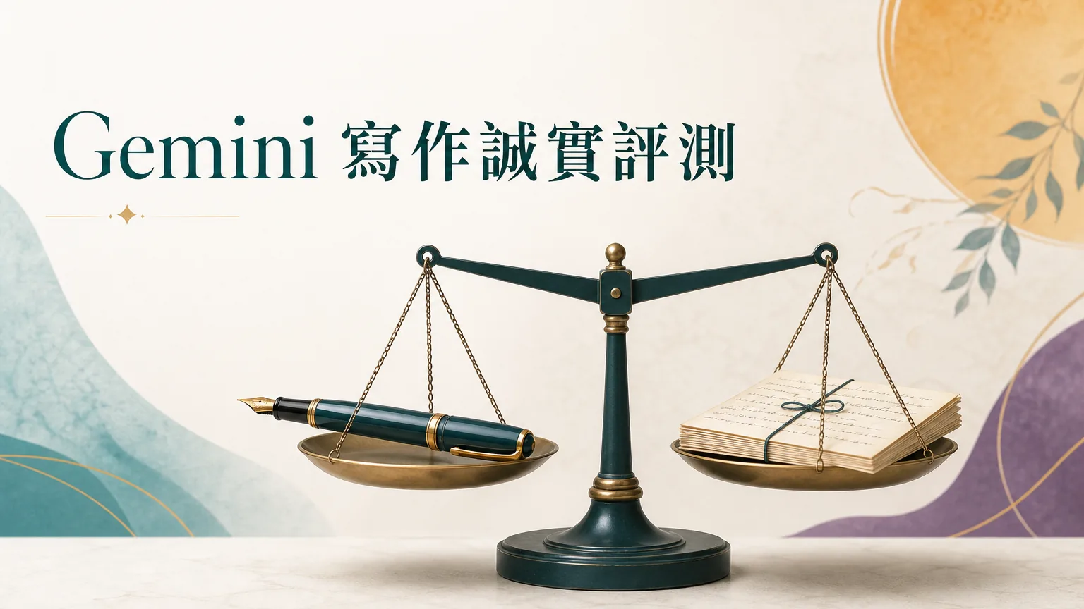 Gemini 寫作誠實評測概念封面，圖中文字：Gemini 寫作誠實評測