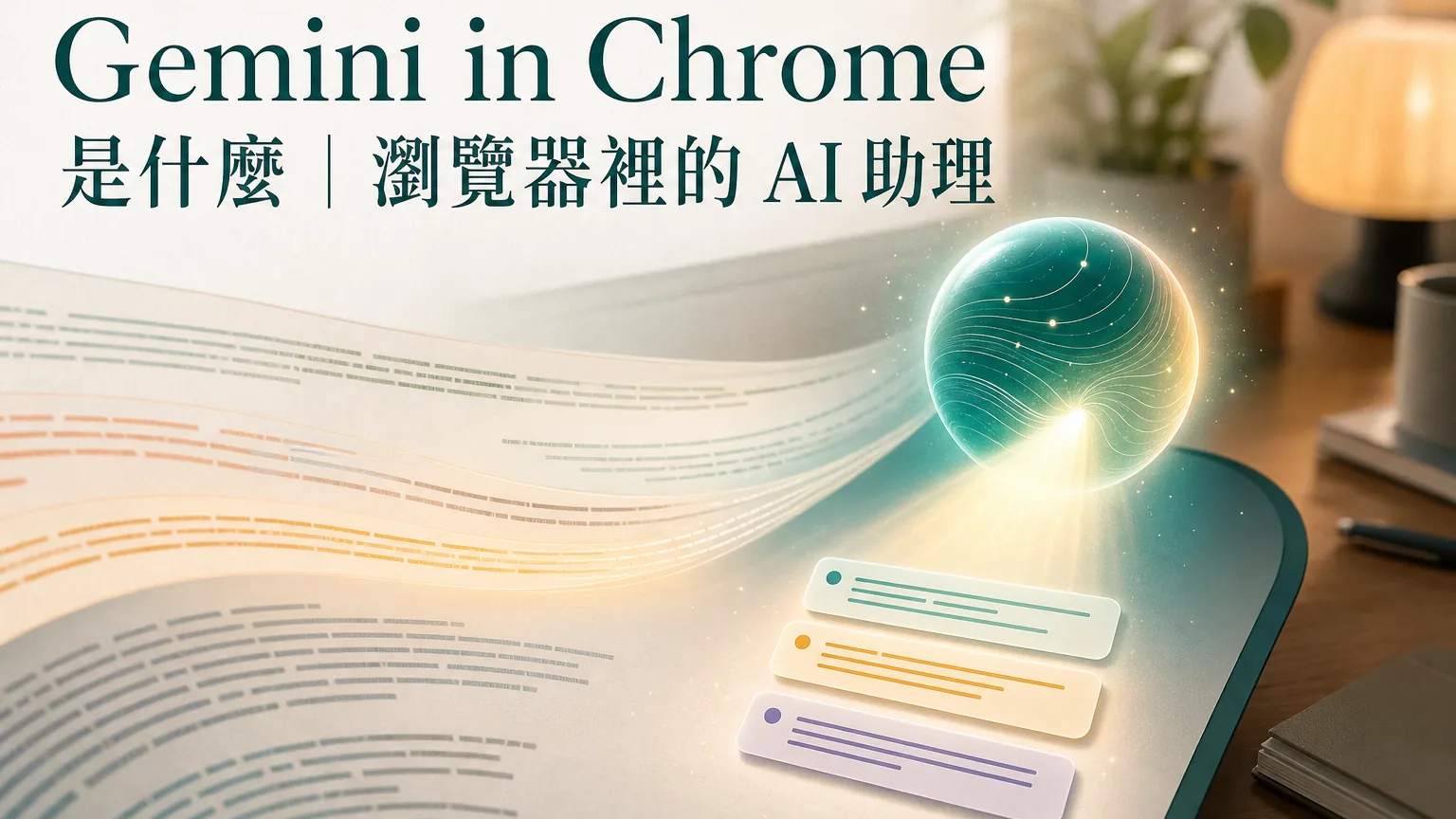 Gemini in Chrome 概念封面：瀏覽器側邊讀懂你當前頁面的 AI 助理