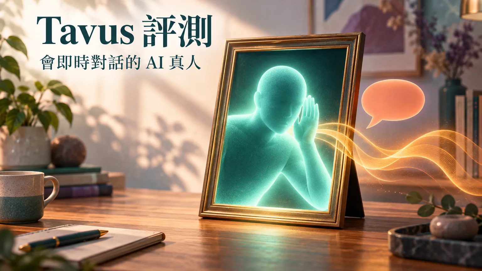 Tavus 評測封面：發光相框裡會即時對話的 AI 真人剪影